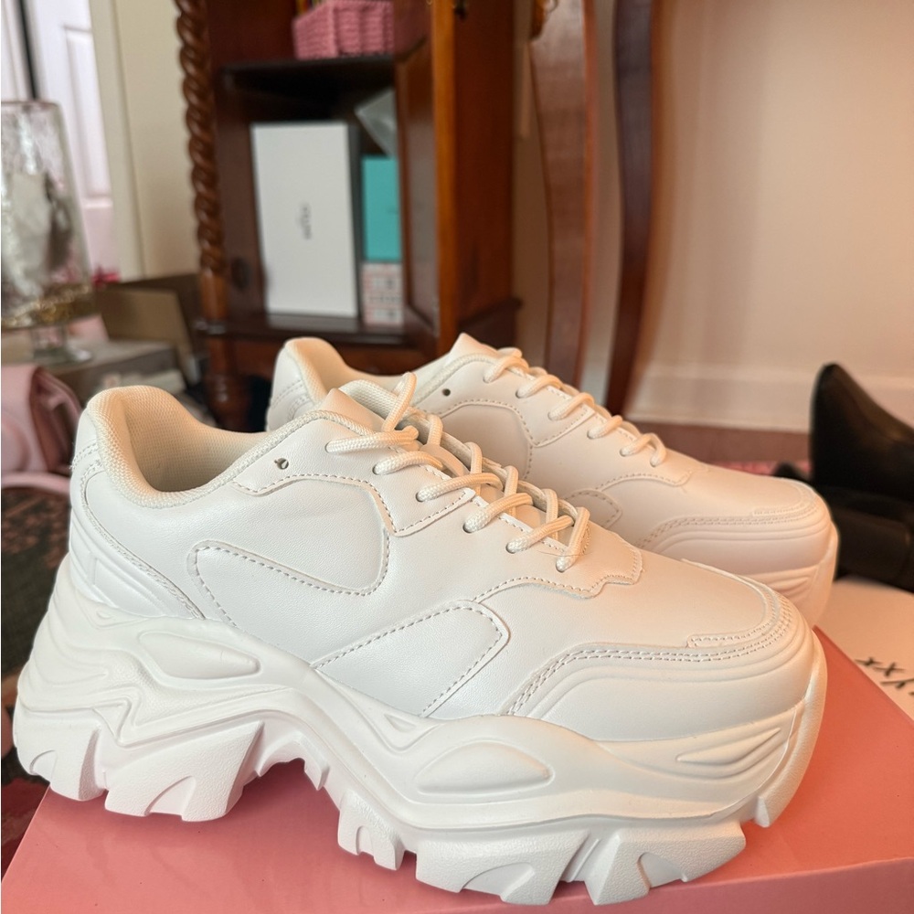 Women's White Chunky Sneakers